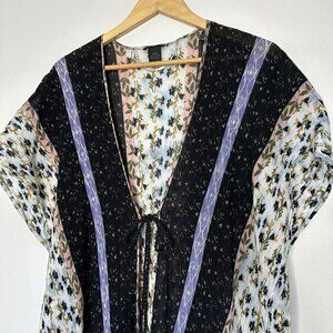 Steve Madden Tassel Tie Front Kimono Duster Floral Patchwork OS Boho Hippie